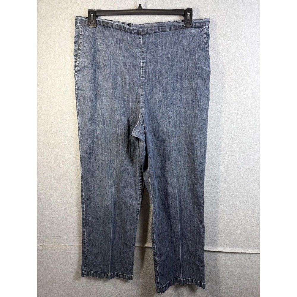 Alfred‎ Dunner Jeans Womens 18 Blue High Rise Relaxed Straight Elastic Waist
